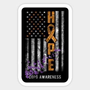 COPD Awareness Hope Flag Purple Butterflies Sticker